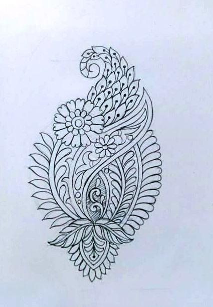 Mango style banarsi butta sketch design - Designsketch.in