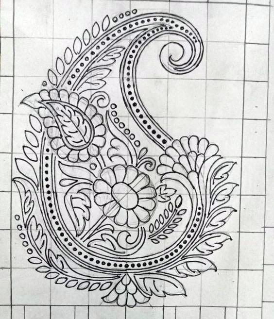 Mango Floral Banarsi Butta Sketch Design - Designsketch.in