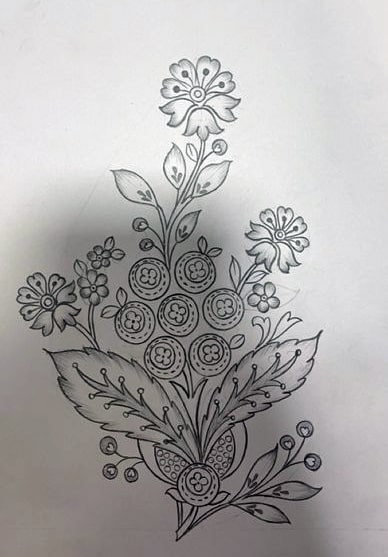 Flower bunch butta sketch design - Designsketch.in