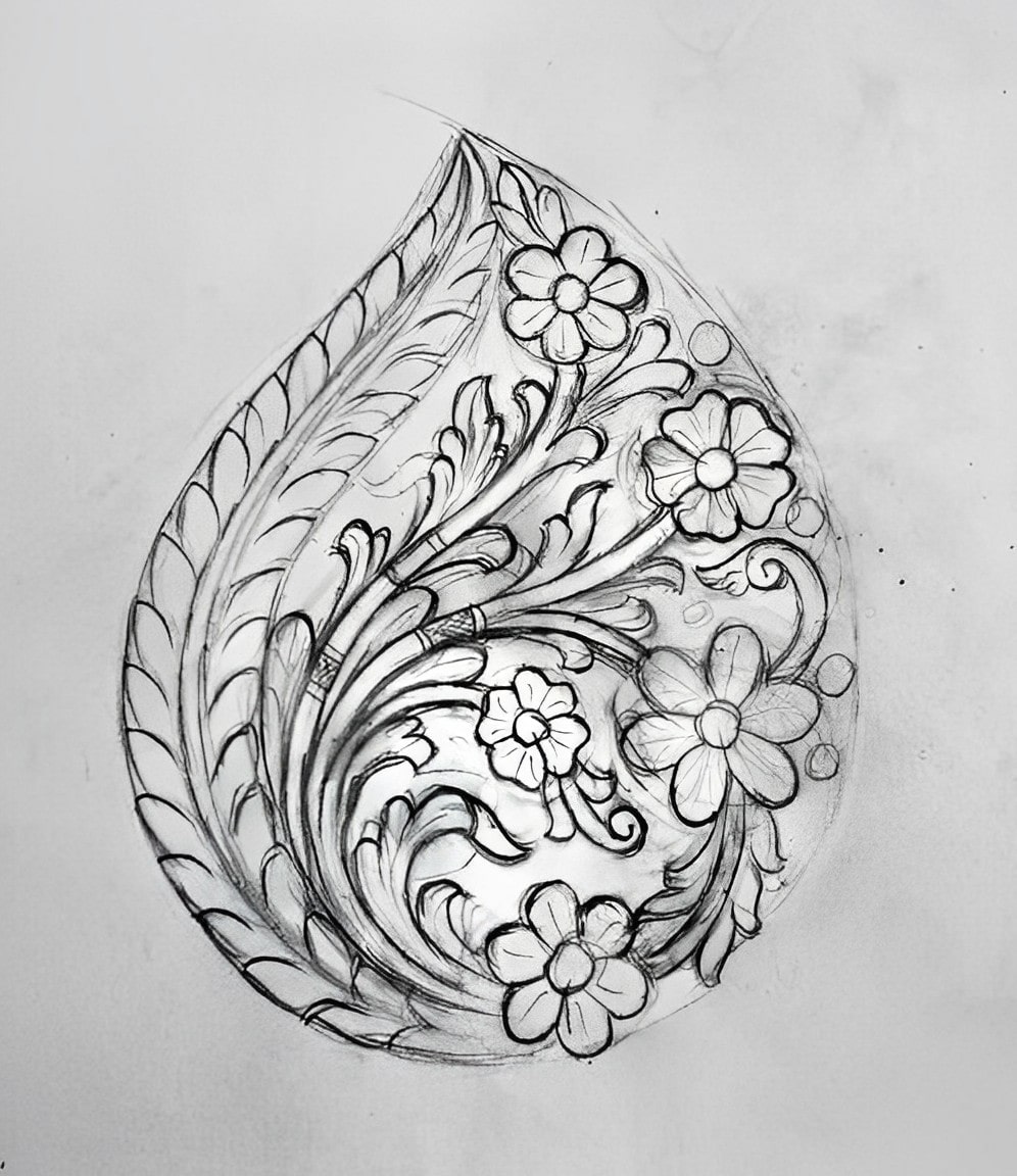 Sobar flower butta sketch design - Designsketch.in