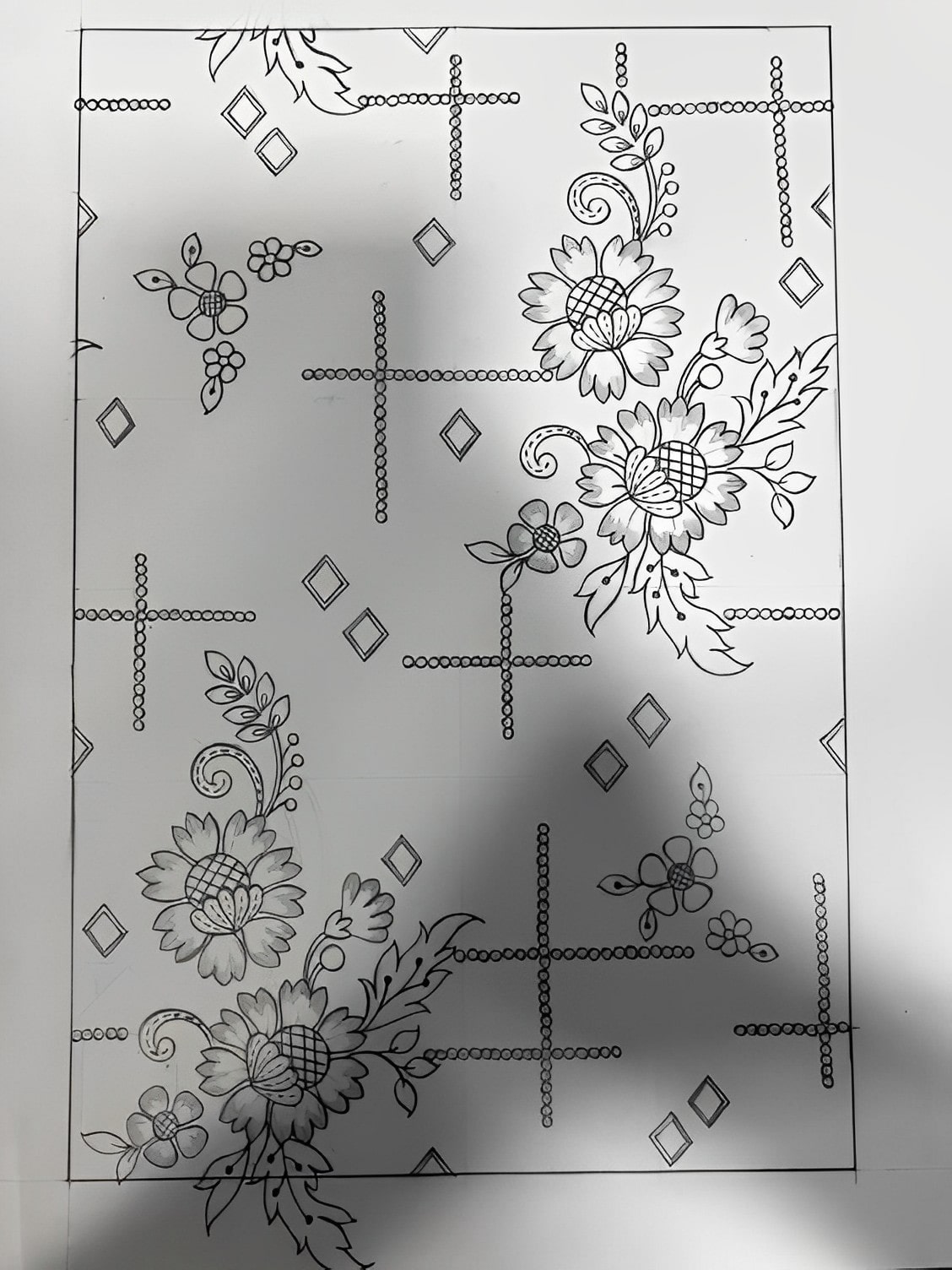 Allover Banarasi sketch design - Designsketch.in